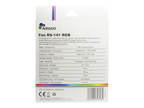Argus RS-141 RGB - Lådfläkt - 140 mm
