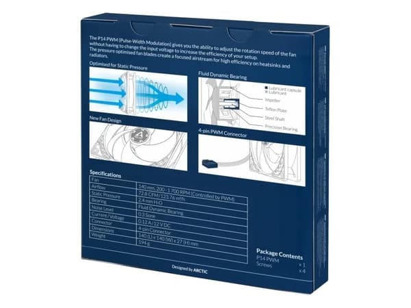 ARCTIC P14 PWM PC-kjølevifte Vifte 14 cm Gjennomsiktig, Hvit 1 stykker Gjennomsiktig, Hvit