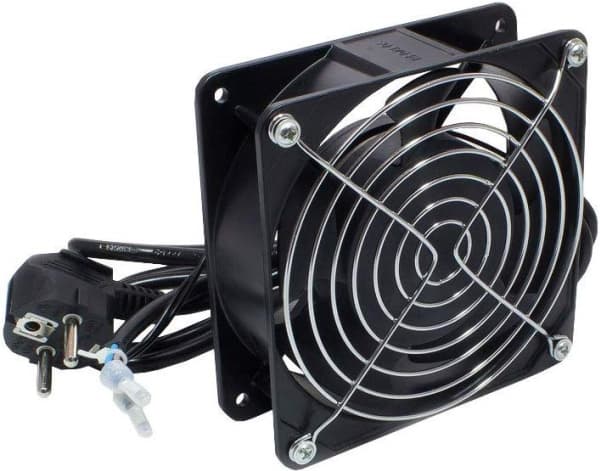 Innebygd vifte 120x120x38 mm, metallversjon, inkludert viftegitter og 1,8m beskyttelseskontakttilkoblingskabel (GC-N0102)