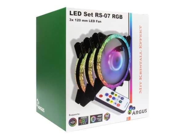 Argus RGB-FAN SET RS-07 - Kabinettvifte - 120 mm Sort, Hvit