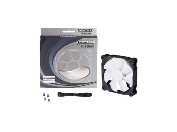 Phanteks PH-F120MP, Vifte, 12 cm, 500 RPM, 2200 RPM, 60,5 cfm, Sort, Hvit