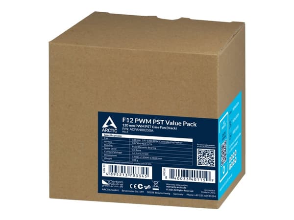 ARCTIC F12 PWM PST - Value Pack - kabinettvifte - 120 mm - svart (en pakke 5) Sort