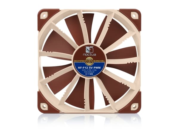 Noctua NF-F12, Vifte, 12 cm, 300 RPM, 1500 RPM, 93,4 m³/t, Beige, Brun