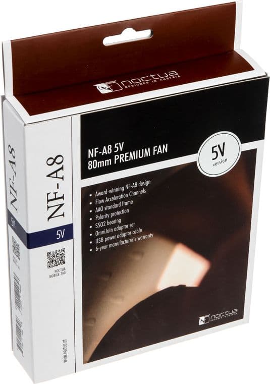 Noctua NF-A8, Vifte, 8 cm, 2200 RPM, 55,5 m³/t, Beige, Brun