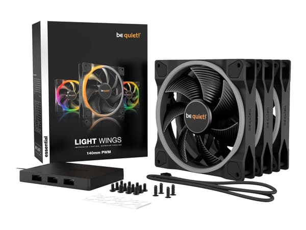 be quiet! Light Wings - Kabinettvifte - PWM - 140 mm - svart (en pakke 3)