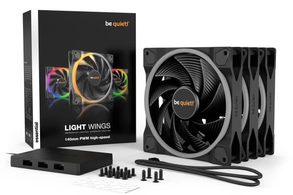 be quiet! Light Wings - Kabinettvifte - 140 mm - svart (en pakke 3)
