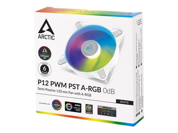 ARCTIC P12 PWM PST A-RGB 0dB - Kabinettvifte - 120 mm - hvit