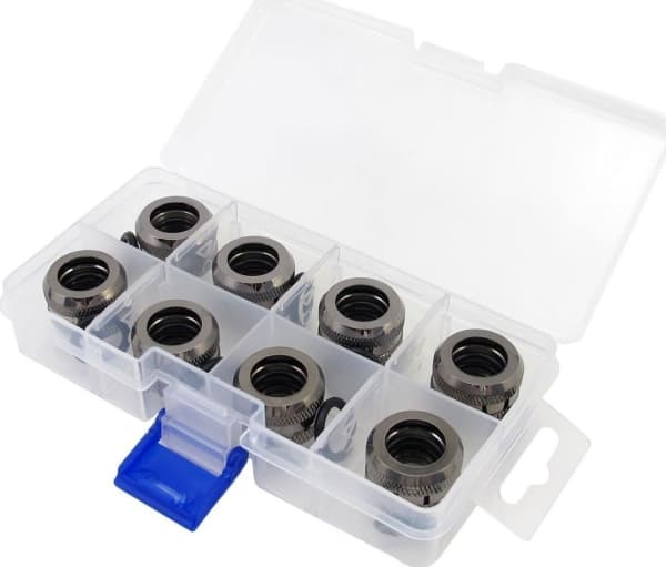 XSPC XSPC liitäntä G1/4" - 14mm kovaputki, musta kromi - 8 kappaletta