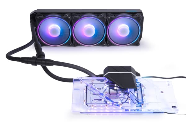 Alphacool Eiswolf 2 AIO, All-in-one-nesteenjäähdytin, 12 cm, 119,8 m³/h, Musta, Läpinäkyvä musta, Läpinäkyvä