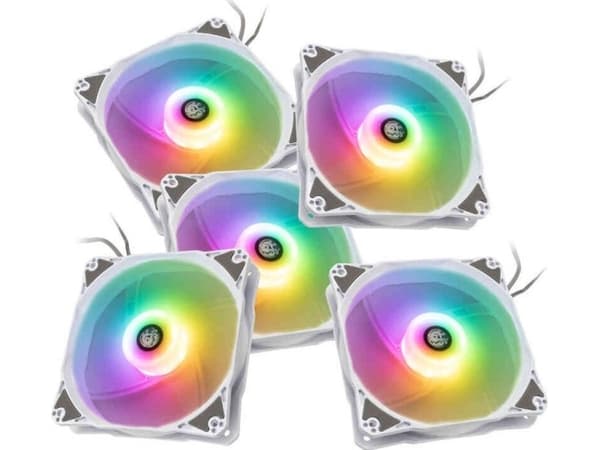 Bitspower Notos RGB PWM-vifte, 120 mm - hvit, 5-pakning