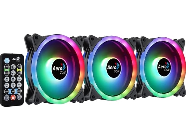 Aerocool Duo 12 Pro, Vifte, 12 cm, 1000 RPM, 19,7 dB, 33,4 cfm, Sort