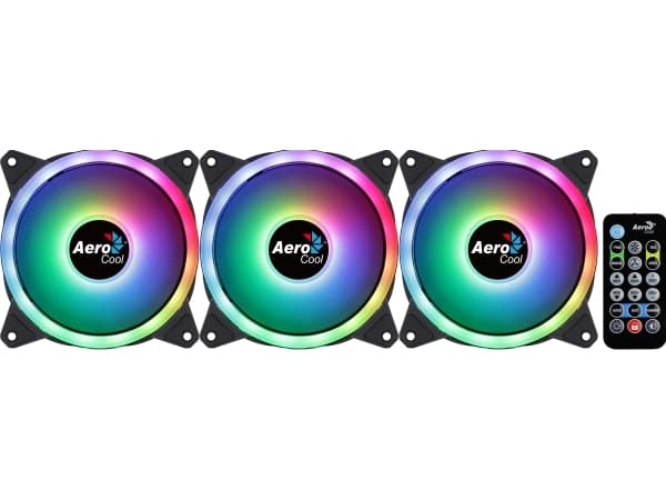 Aerocool Duo 12 Pro, Vifte, 12 cm, 1000 RPM, 19,7 dB, 33,4 cfm, Sort