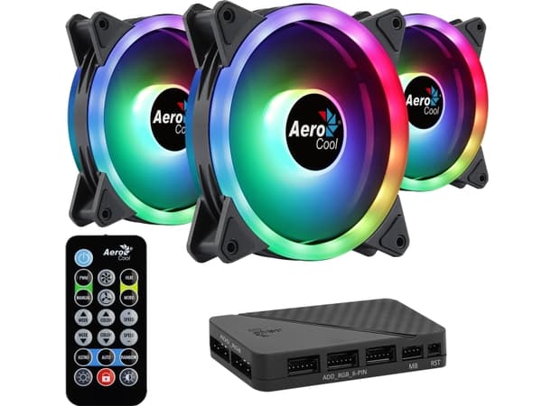 Aerocool Duo 12 Pro, Vifte, 12 cm, 1000 RPM, 19,7 dB, 33,4 cfm, Sort Sort