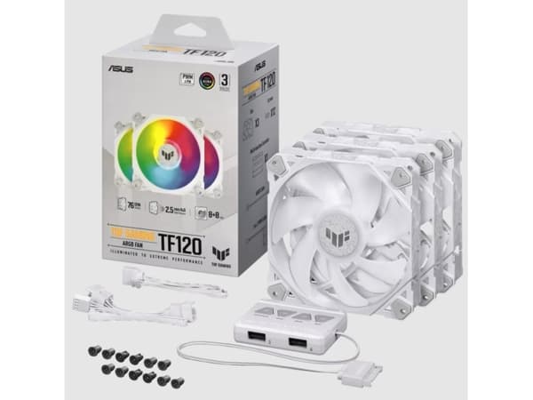 ASUS TUF Gaming TF120 ARGB - White Edition - kabinettvifte - 120 mm - hvit (en pakke 3)