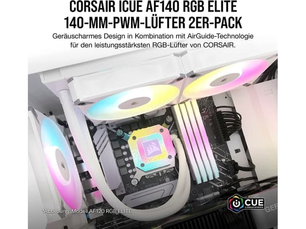 CORSAIR iCUE AF140 RGB ELITE - Kabinettvifte - 140 mm - hvit (en pakke 2)