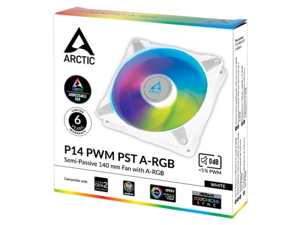 ARCTIC P14 PWM PST A-RGB - Lådfläkt - 140 mm - vit