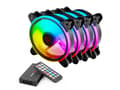 Miniatyrbild 1 av 5: Savio FAN-01 4-pack 120mm ARGB fan including controller and remote control, Fan, 12 cm, 1200 RPM, 25 sone, Svart