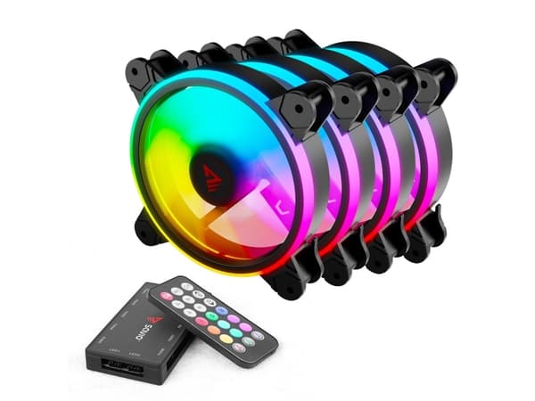 Savio FAN-01 4-pack 120mm ARGB fan including controller and remote control, Fan, Svart Svart