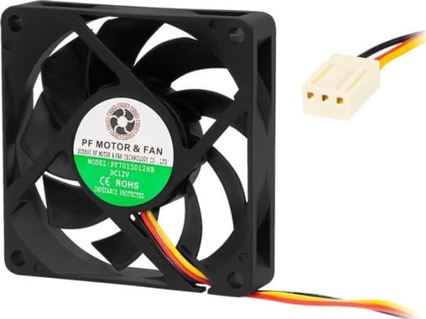 Blåsevifte 85-701# Vifte 70x15mm 12v kule. 3-leder