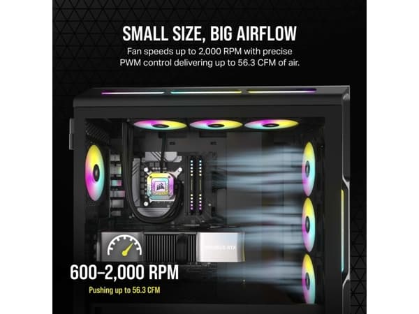 CORSAIR iCUE AF120 RGB SLIM - Kabinettvifte - 120 mm - svart (en pakke 2)