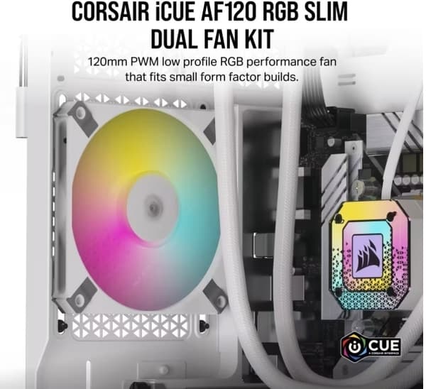 CORSAIR iCUE AF120 RGB SLIM - Kabinettvifte - 120 mm - hvit (en pakke 2)