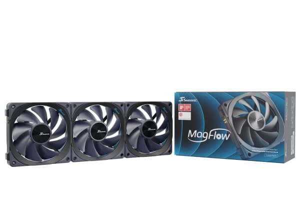 Seasonic MagFlow 3-Fan Kit, Vifte, 12 cm, 600 RPM, 2000 RPM, 63,33 cfm, Sort Sort