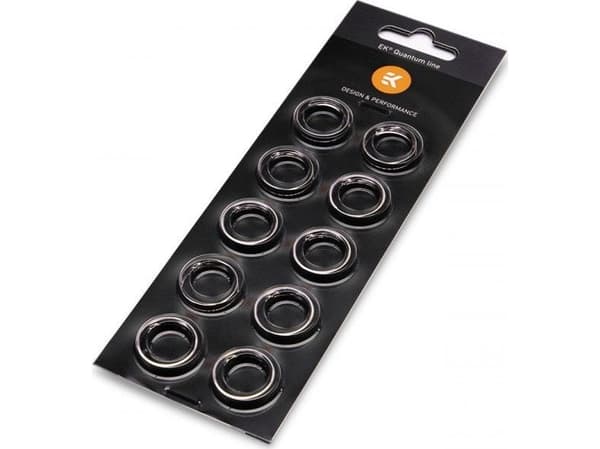 EK Water Blocks EK-Quantum Torque Color Ring 10-Pack HDC 12, Fixeringsring för vridmoment, Silver, 10 styck, Slovenien