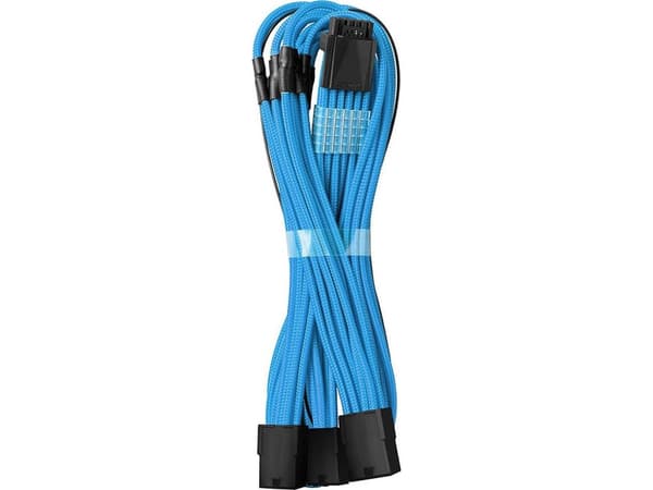 CableMod PRO ModMesh - Strømkabel - 12VHPWR (hann) til 8-pins PCIe-strøm (hunn) - 45 cm - StealthSense cable extension - lys blå