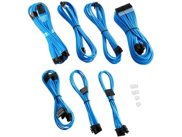 CableMod C-Series PRO ModMesh RM Black Label, RMi & RMx - Strømkabelsett - lys blå