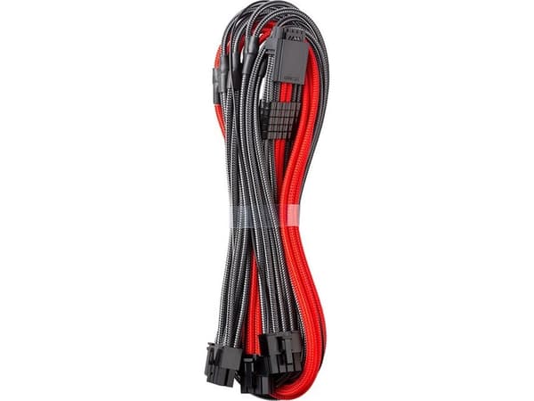 CableMod C-Series PRO ModMesh Sleeved 12VHPWR StealthSense - Strømkabelsett - carbon/red