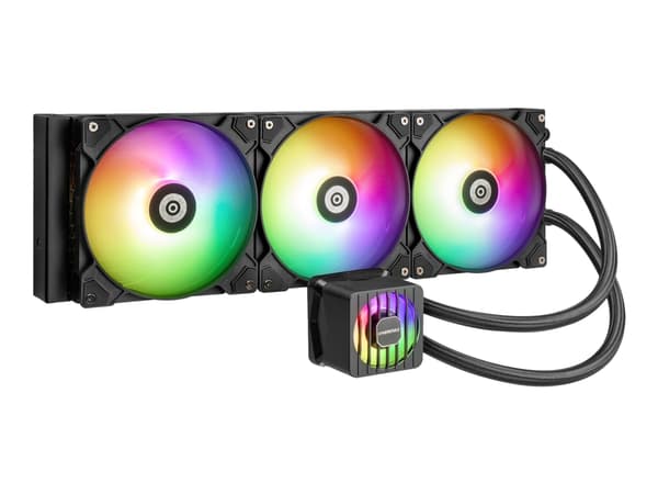 Enermax LIQMAXFLO ELC-LMF360T-ARGB - Kylsystem med vätska till processorn - 38 mm tjock värmepump - Elementstorlek: 360 mm - (för: LGA1851, LGA1700, Svart