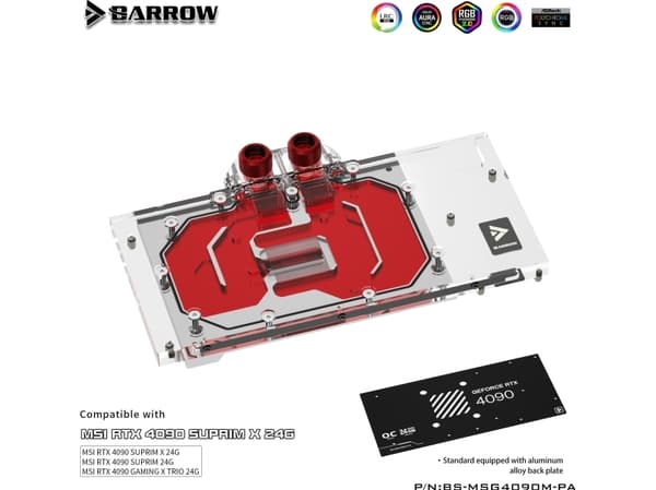 Barrow LRC 2.0 MSI RTX 4090 Suprim/Trio Aurora, RGB, musta - Akryyli