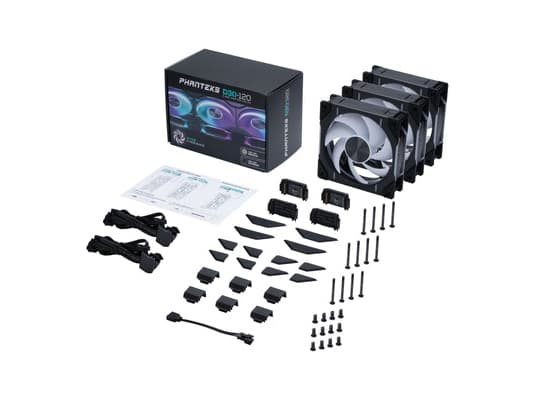 Phanteks D30-120 D-RGB Vifte, Ventilator, 12 cm, 2250 rpm, 30,2 dB, 64,3 kubikfod/min., 3,01 m³/t Sort