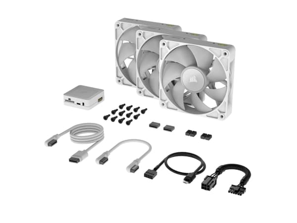 CORSAIR iCUE Link RX120 RGB Triple Starter Kit - Kabinettvifte - 120 mm - hvit (en pakke 3)
