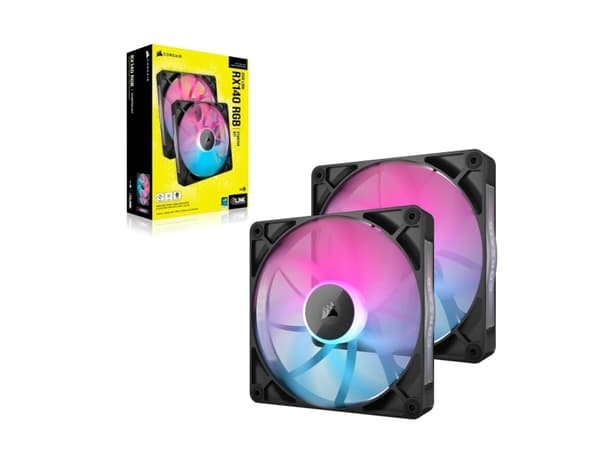 CORSAIR RX RGB Series, iCUE LINK RX140 RGB, 140mm Fan, Dual Pack