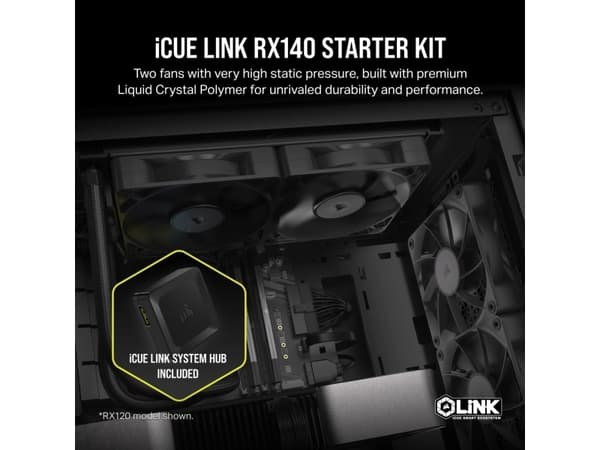 CORSAIR iCUE Link RX140 Twin Starter Kit - Kabinettvifte - 140 mm (en pakke 2)