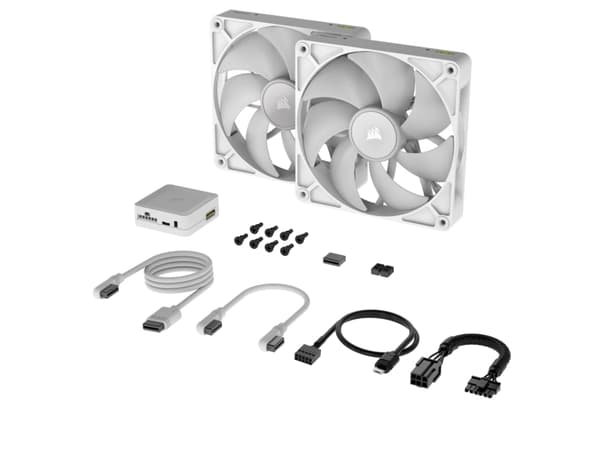 CORSAIR iCUE Link RX140 RGB Twin Starter Kit - Kabinettvifte - 140 mm - hvit (en pakke 2)