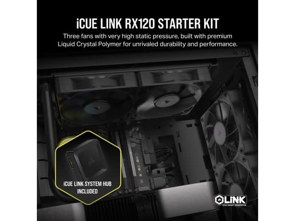 CORSAIR iCUE Link RX120 Triple Starter Kit - Kabinettvifte - 120 mm (en pakke 3)