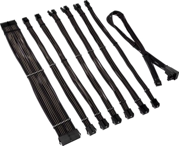 Kolink Kolink Core Pro Braided Cable Extension Kit 12V-2x6 Type 2 - Jet Juodas/Gunmetal Pilkas