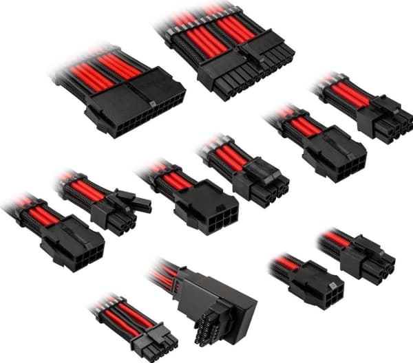 Kolink Kolink Core Pro Braided Cable Extension Kit 12V-2x6 Type 1 - Jet Juodas/Racing Raudona
