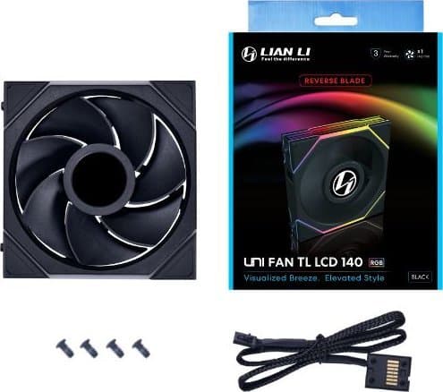 Lian Li UNI FAN TL LCD, Vifte, 14 cm, 350 rpm, 1600 rpm, 29,4 dB, 64 CFM.