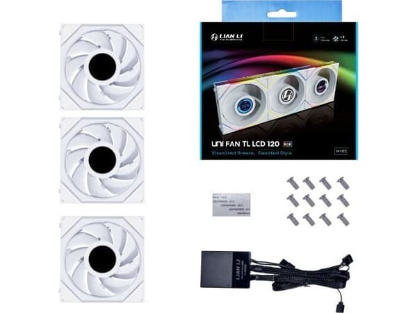 Lian Li UNI FAN TL LCD, Vifte, 12 cm, 350 RPM, 1900 RPM, Hvit