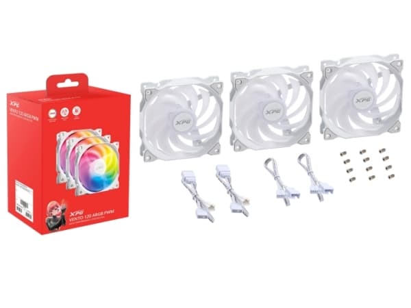 XPG VENTO 120 ARGB PWM, Vifte, 12 cm, 300 RPM, 1850 RPM, Hvit Hvit