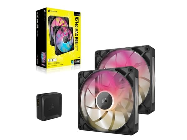 CORSAIR iCUE Link RX140 MAX RGB Starter Kit - Kabinettvifte - 140 mm - svart (en pakke 2)