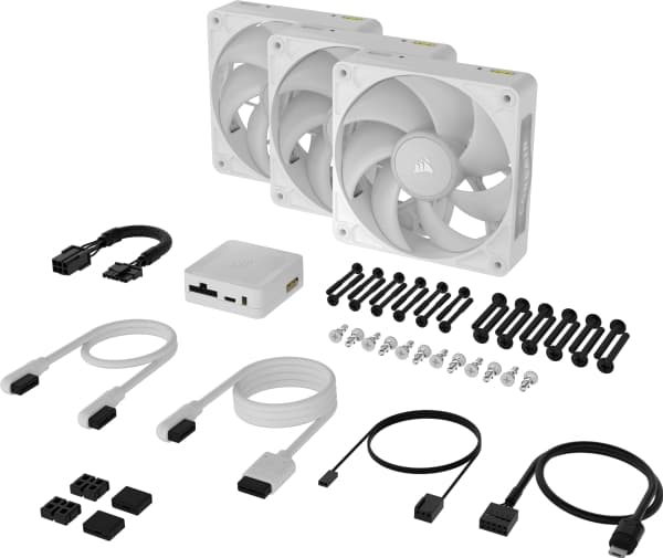 CORSAIR iCUE Link RX120 MAX RGB Starter Kit - Kabinettvifte - 120 mm - hvit (en pakke 3)