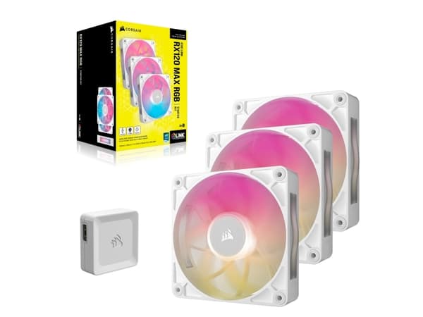 CORSAIR iCUE Link RX120 MAX RGB Starter Kit - Kabinettvifte - 120 mm - hvit (en pakke 3)