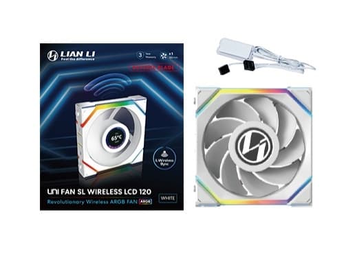 Lian Li UNI FAN SL Wireless LCD 120 Reverse Blade, Vifte, 12 cm, Hvit Hvit