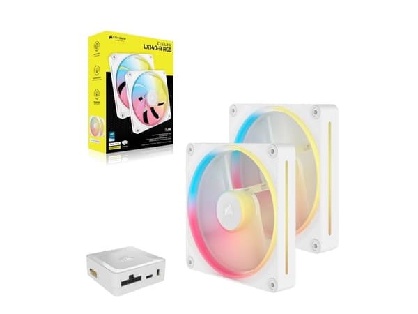 CORSAIR iCUE Link LX140-R RGB - Kabinettvifte - omvendt blad - 140 mm - hvit (en pakke 2)