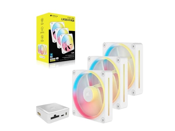 CORSAIR iCUE Link LX120-R RGB Starter Kit - Kabinettvifte - omvendt blad - 120 mm - hvit (en pakke 3)