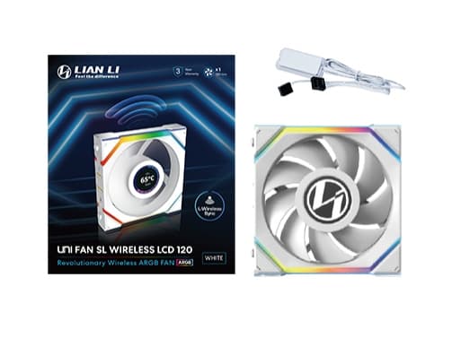 Lian Li UNI FAN SL Wireless LCD 120, Vifte, 12 cm, Hvit Hvit